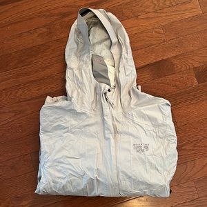 Mountain Hardwear, light grey/silver, MEDIUM, women’s raincoat.